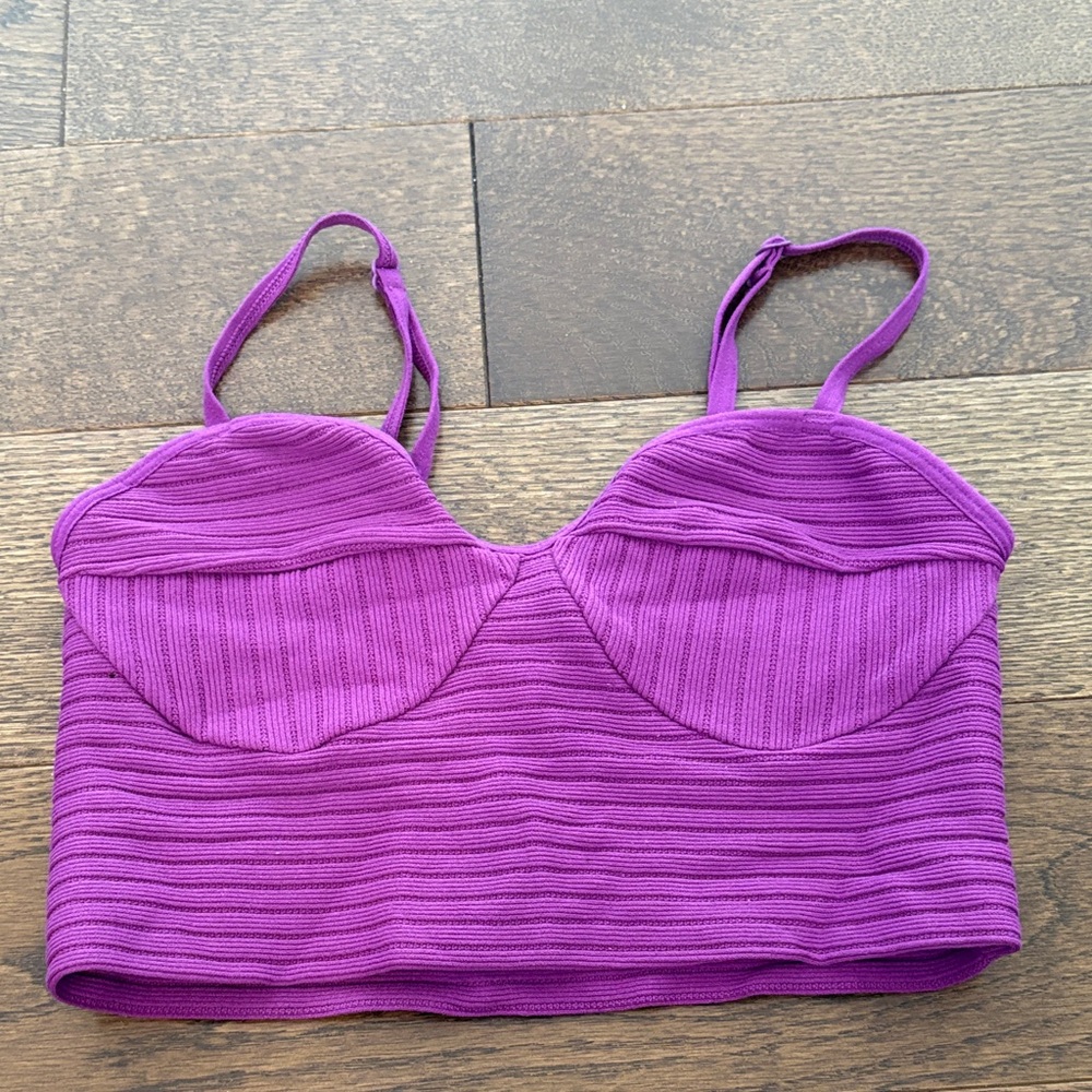 Garage Purple Ribbed Tank Top